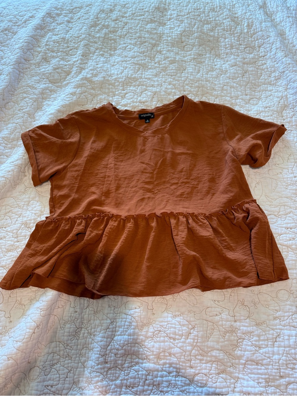 Dry Goods Rust Peplum Short Sleeve Top